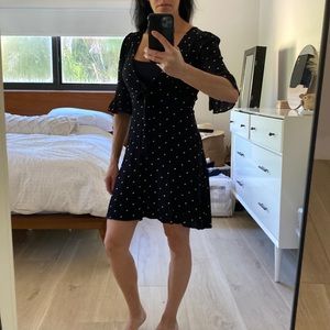 Polka Dot Over the knee Dress black and white